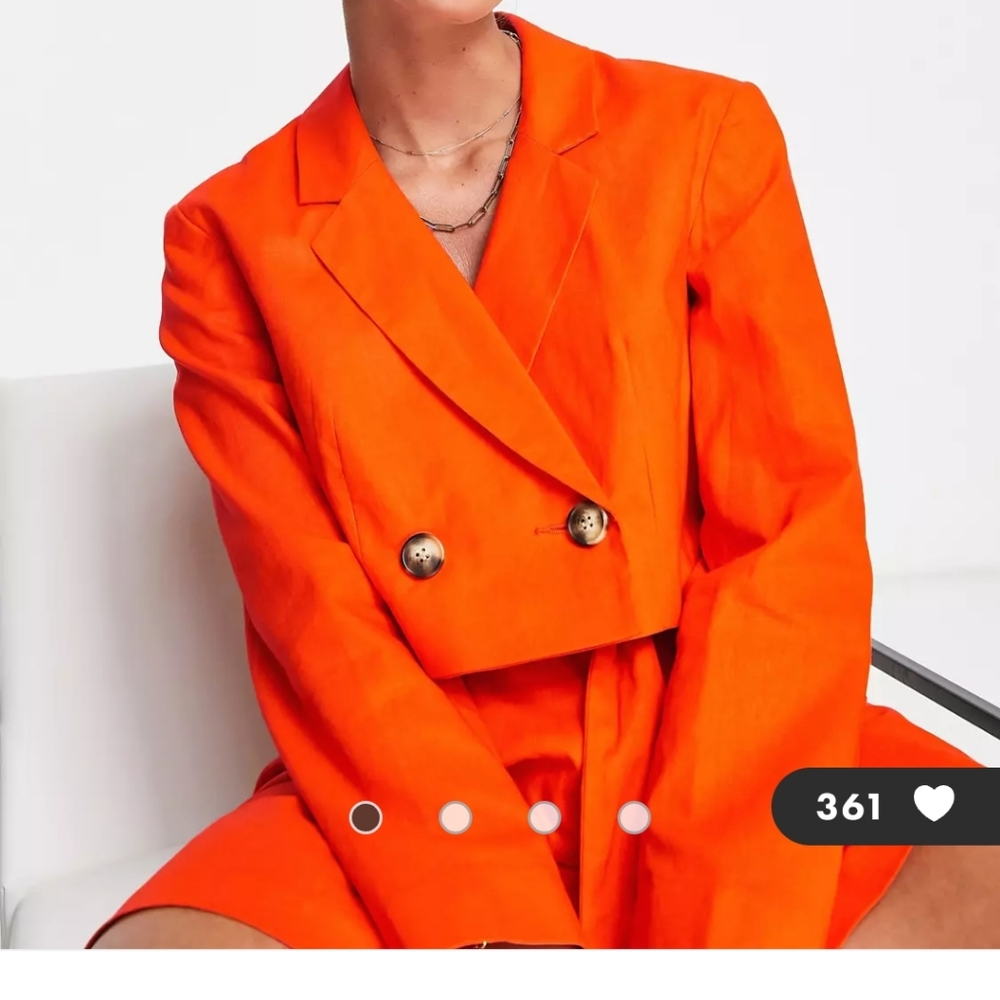 Orange asos short suit set.
